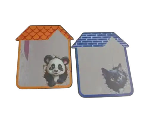 ESPEJO CUADRADO ADHESIVO DISEÑO CASITA CON PANDA/GATO - imagen 1