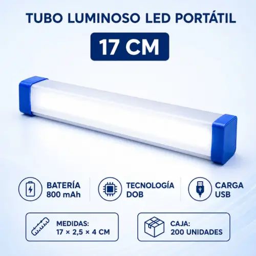 TUBO LED 17cm 800mAh PORTÁTIL RECARGABLE - imagen 2