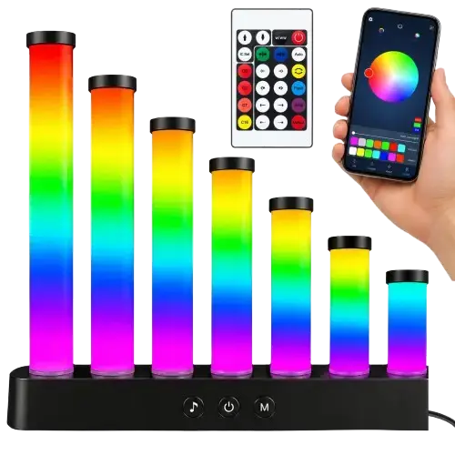 LÁMPARA GAMER LED RGB CONTROL REMOTO Y APP AUDIORÍTMICA ABS USB 5V 23x5x17cm - imagen principal