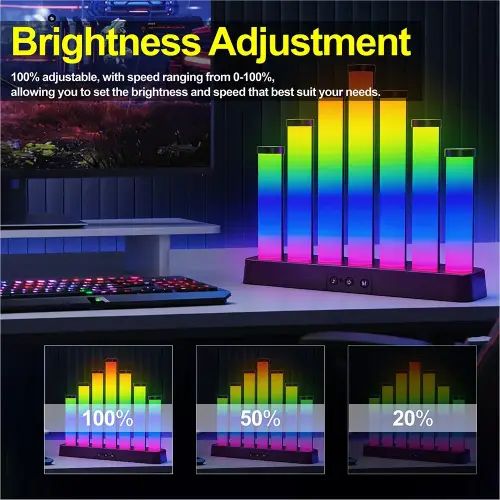 LÁMPARA GAMER LED RGB CONTROL REMOTO Y APP AUDIORÍTMICA ABS USB 5V 23x5x17cm - imagen 3