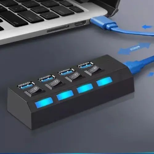 HUB 4 PUERTOS USB TREQA LED PROTECCIÓN SOBRECARGA CABLE 40cm - imagen 3