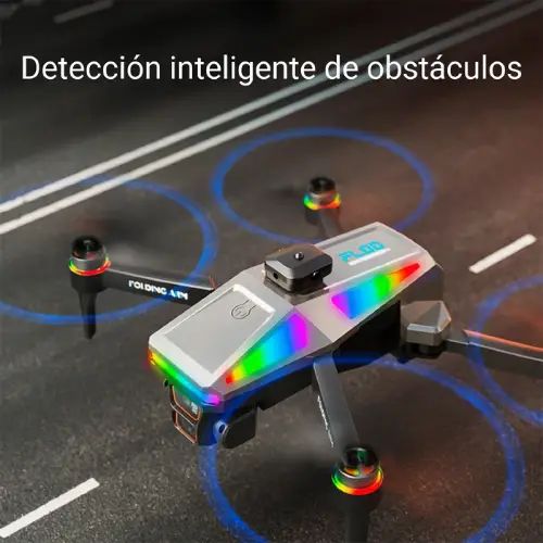 DRONE PLEGABLE CON 2 CÁMARAS CONTROL REMOTO CON PANTALLA LUCES LED RGB 360° 28x28x7cm - imagen 4