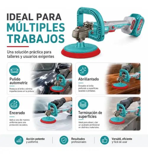 PULIDORA INALÁMBRICA 42V 180mm(7") C/CARGADOR, MALETÍN Y 2 BATERÍAS 2.0Ah INDUSTRIAL - imagen 2