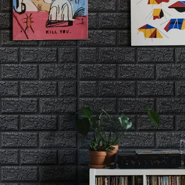 Panel Adhesivo de Pared 3D Papel Tapiz Negro --- CAJA DE 150 UNIDADES - imagen 3