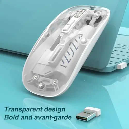 MOUSE INALÁMBRICO TRANSPARENTE RECARGABLE 5 BOTONES VARIOS COLORES - imagen 3