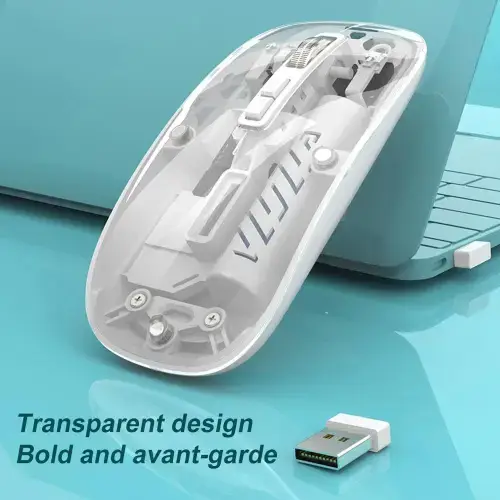 MOUSE INALÁMBRICO TRANSPARENTE RECARGABLE 5 BOTONES VARIOS COLORES - imagen 3
