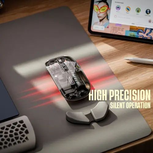 MOUSE INALÁMBRICO TRANSPARENTE RECARGABLE 5 BOTONES VARIOS COLORES - imagen 2