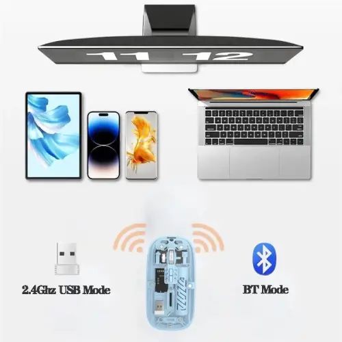 MOUSE INALÁMBRICO TRANSPARENTE RECARGABLE 5 BOTONES VARIOS COLORES - imagen 4