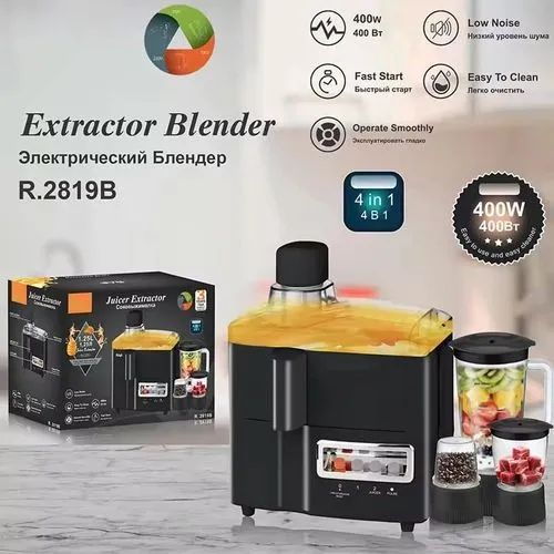 Exprimidor De Jugos Eléctrico Extractor Fruta Y Verdura RAF Negro 7 en 1 - imagen 2