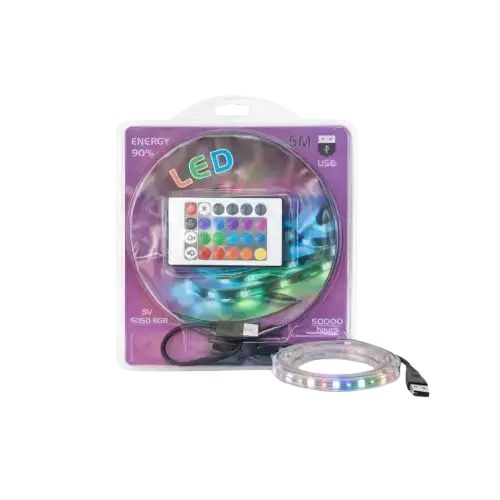 Tira LED RGB USB 5 metros con control remoto - imagen principal