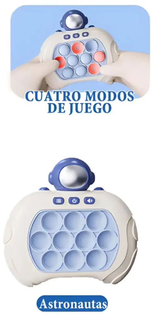 CONSOLA ELECTRÓNICA SENSORIAL POP IT ASTRONAUTA LUZ Y SONIDO ABS+CAUCHO 13.5x12.5x5.5cm - imagen 3