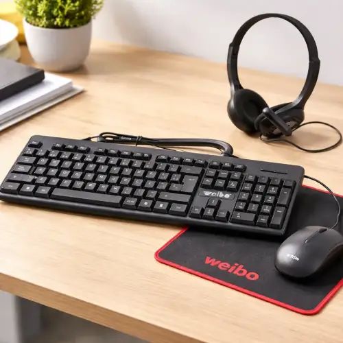 COMBO DE OFICINA TECLADO, MOUSE, AURICULARES, MOUSEPAD ABS - imagen 4
