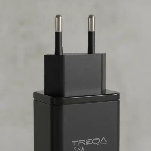 CARGADOR TIPO C CARGA RAPIDA CON CABLE C-C TREQA ABS 100-240V 36W - imagen 3