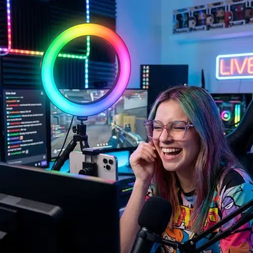ARO DE LUZ PARA TRÍPODE RGB 25cm - imagen 2