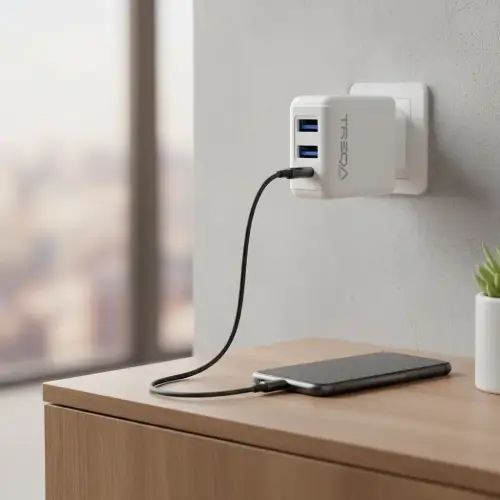 CARGADOR TREQA USB DOBLE 5V 3.1A (2.1 + 1.0) 100-240V ABS - imagen 3
