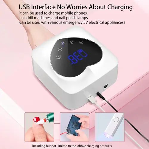 LÁMPARA UV LED PARA UÑAS INALÁMBRICA CORAZÓN 72W - imagen 2
