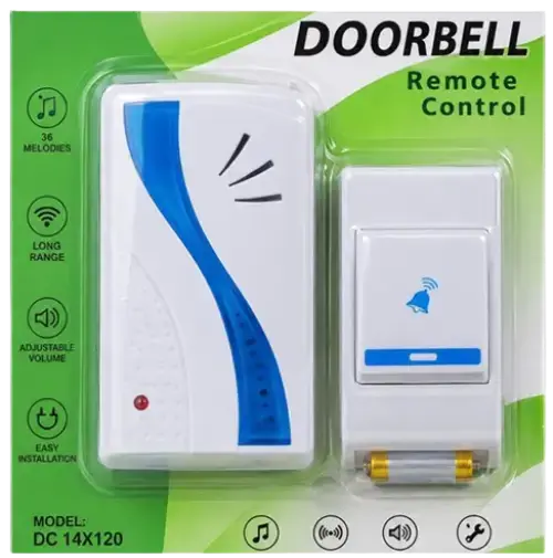 TIMBRE A PILA CON CONTROL REMOTO 36 MELODÍAS - imagen 1