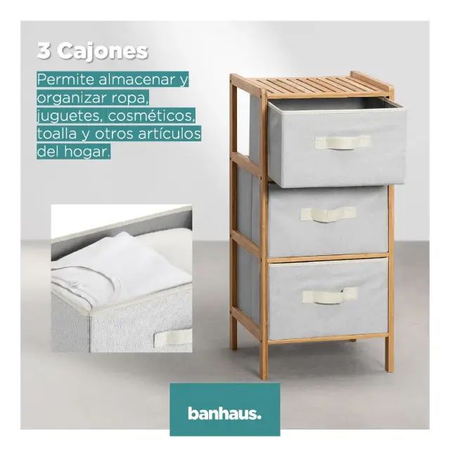 Organizador Multiuso Bambu Banhaus de 3 Cajones - imagen 3