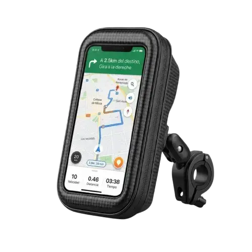 SOPORTE CELULARES HASTA 6.9" MOTO, BICICLETA Y MONOPATÍN IMPERMEABLE 360° PVC+ABS 15x9x5cm - imagen principal