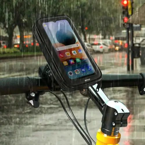 SOPORTE CELULARES HASTA 6.9" MOTO, BICICLETA Y MONOPATÍN IMPERMEABLE 360° PVC+ABS 15x9x5cm - imagen 2