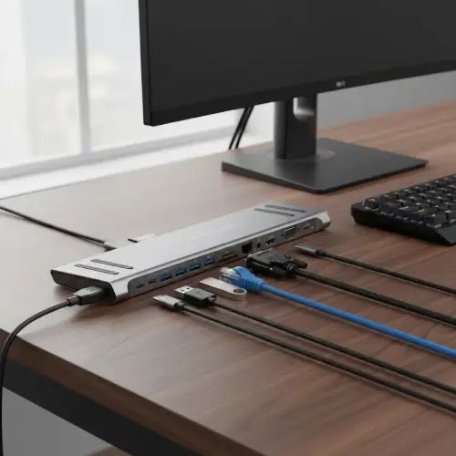 ESTACIÓN USB-C CABLE 22cm 14 EN 1 28x8x1.8cm - imagen 3