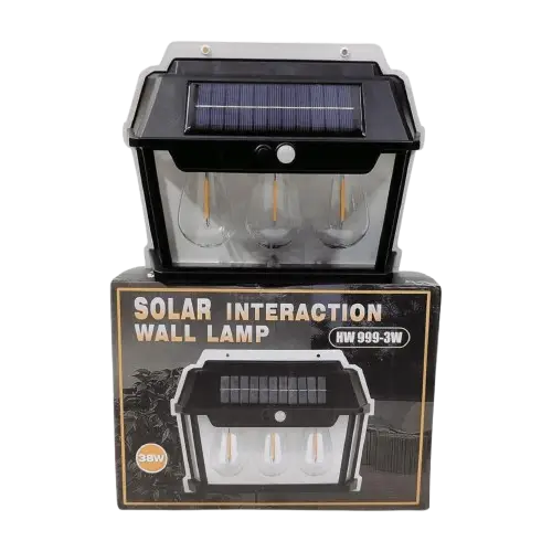Foco Solar LED 3 Bombillas Panel Solar Sensor Movimiento