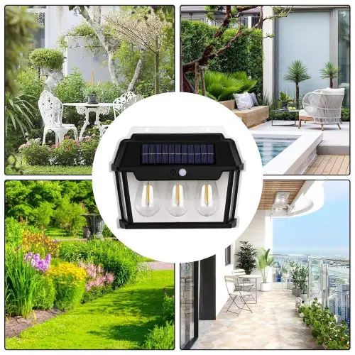 Foco Solar LED 3 Bombillas Panel Solar Sensor Movimiento - imagen 2