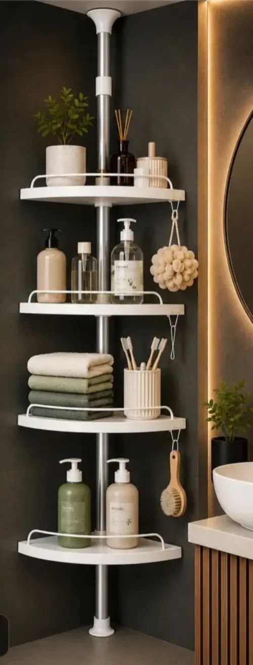 ORGANIZADOR ESQUINERO MULTIUSO 4 ESTANTES 100cm-320cm PLÁSTICO/ACERO INOXIDABLE HASTA 18kg - imagen 2