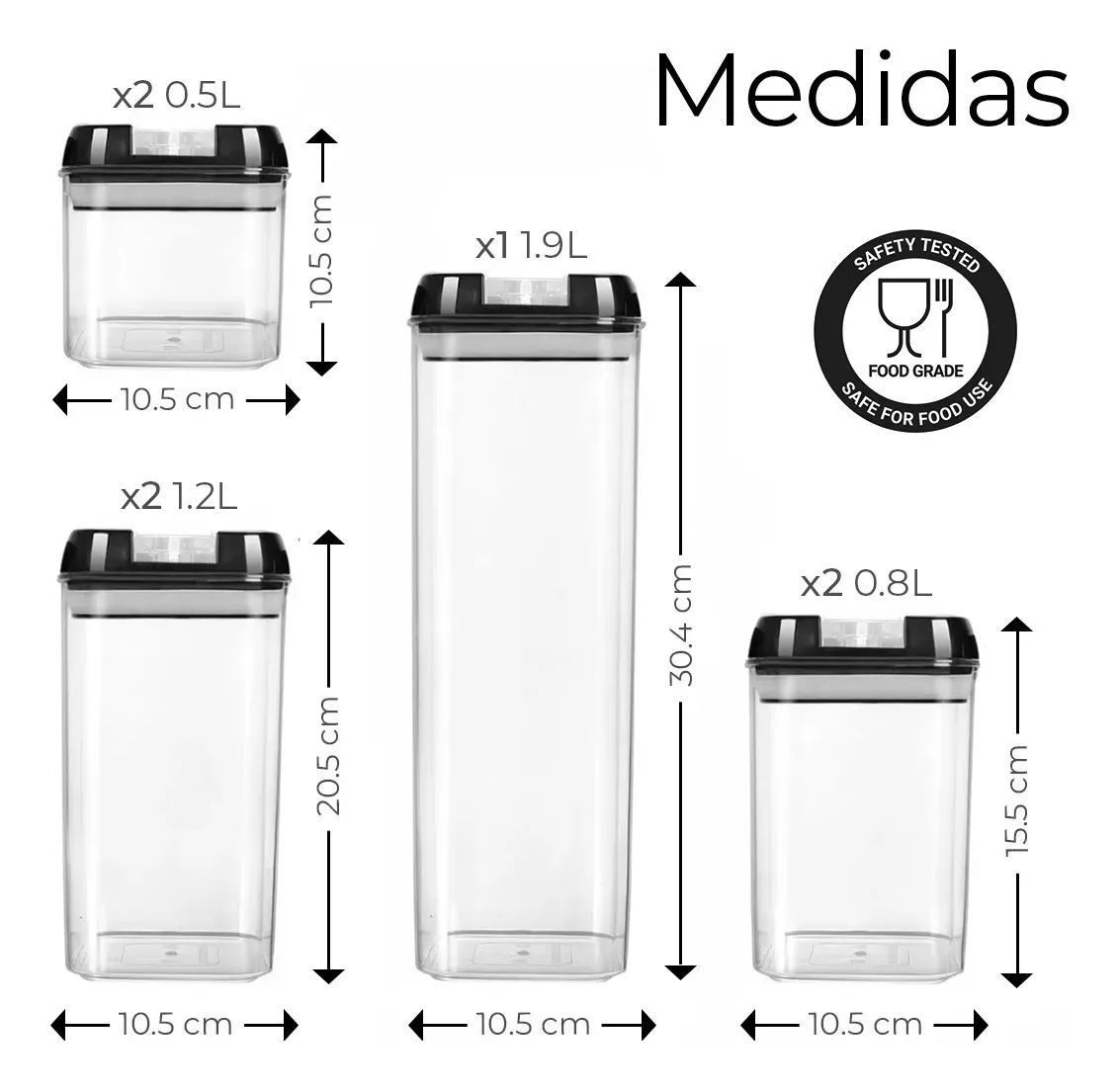 Juego de Recipientes Herméticos Almacenamiento Cocina Set 7 Piezas - imagen 2