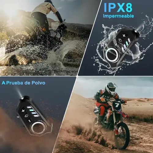 INTERCOMUNICADOR BLUETOOTH PARA CASCO DE MOTO VARIAS FUNCIONES ABS 800mAh 8.3x4.2x2.8cm - imagen 2