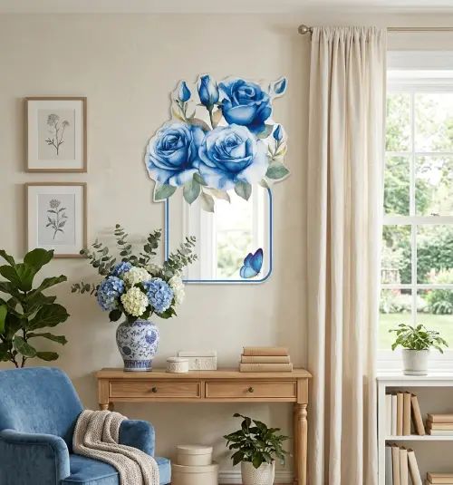 Espejo Cuadrado Adhesivo Con Diseño Floral - imagen 2