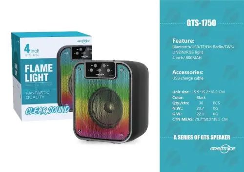 Parlante Bluetooth 20cm GTS-1750 con luz LED RGB, USB, SD FAT32 hasta 32GB - imagen 2