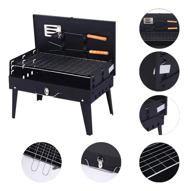 Parrilla Plegable Para Barbacoa Con Altura Ajustable De Carbón Portátil - imagen 2