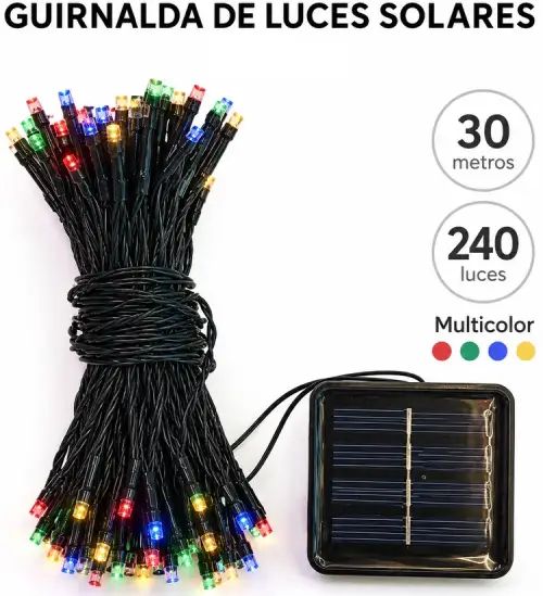 LUCES MULTICOLOR x240 HILO 30mts c/PANEL SOLAR - imagen 2