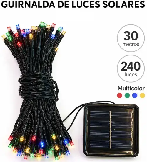 LUCES MULTICOLOR x240 HILO 30mts c/PANEL SOLAR - imagen 2