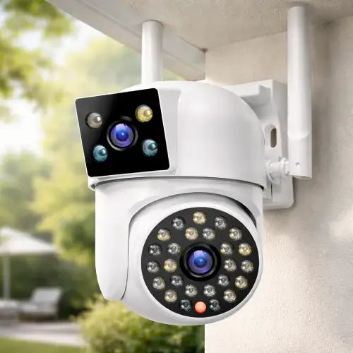 CÁMARA WI-FI RESISTENTE EXTERIOR LENTE DUAL SD HASTA 256GB FULL HD LED 355°/90° 20x9cm - imagen 3