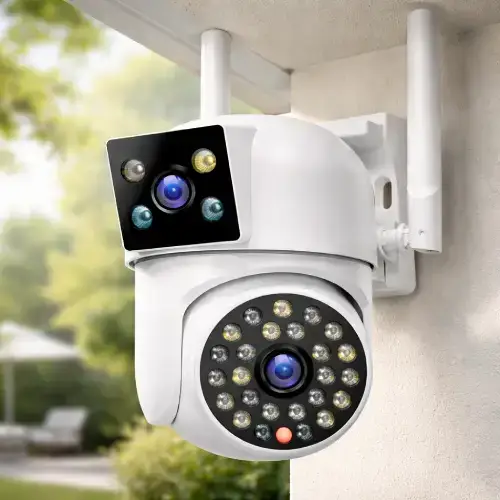 CÁMARA WI-FI RESISTENTE EXTERIOR LENTE DUAL SD HASTA 256GB FULL HD LED 355°/90° 20x9cm - imagen 3