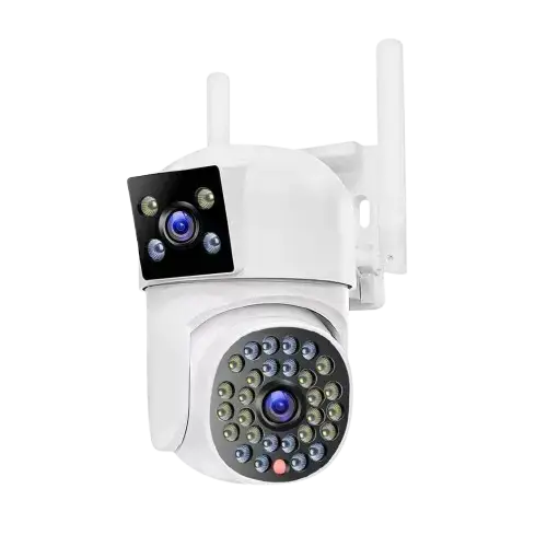 CÁMARA WI-FI RESISTENTE EXTERIOR LENTE DUAL SD HASTA 256GB FULL HD LED 355°/90° 20x9cm - imagen 1