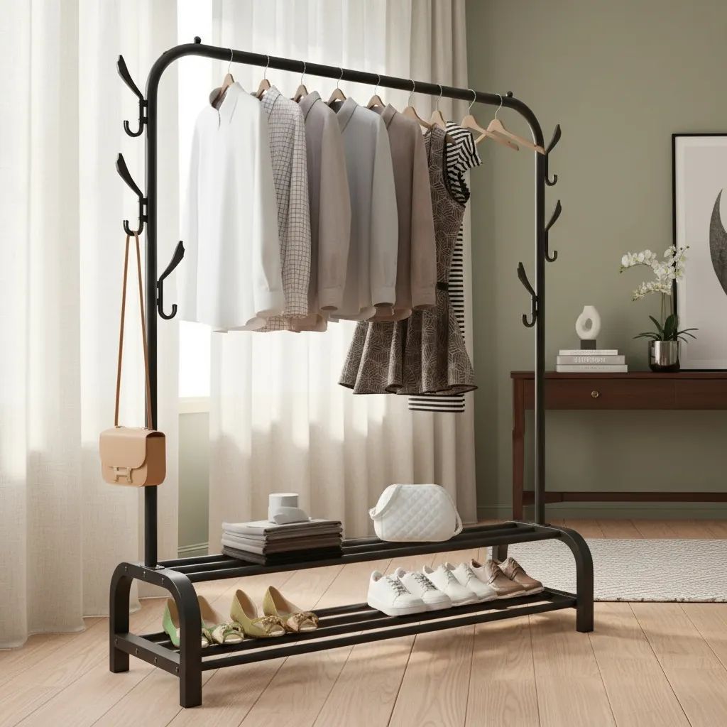 Perchero Para Ropa Organizador Metal Dos Estantes Placard - imagen 2