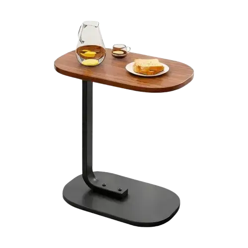 MESA AUXILIAR OVALADA BASE ACERO+MDF 55x38x28cm - imagen principal