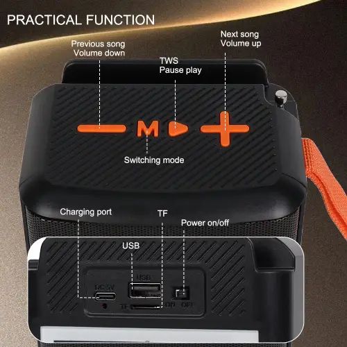 PARLANTE PORTÁTIL 2.5" SOLAR 1800mAh 15W - imagen 3