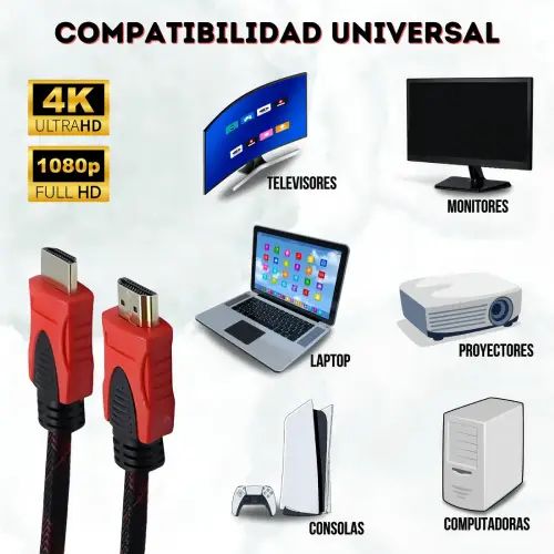 CABLE HDMI HDTV 1.5m REDONDO - imagen 2
