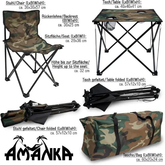 Set De Mesa Con 4 Sillas Plegables Para Exterior Marca Amanka - imagen 3