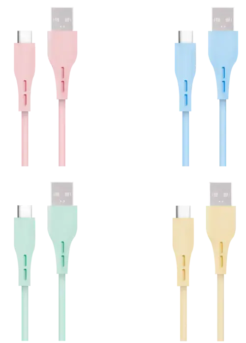 CABLE DE CARGA Y DATOS TREQA USB A TIPO C SILICONADO VARIOS COLORES 3.1A/5V 1M - imagen 1