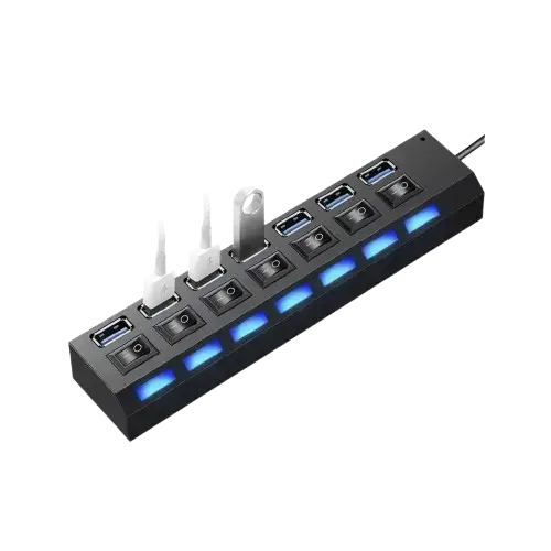 HUB 7 PUERTOS USB TREQA LED PROTECCIÓN SOBRECARGA CABLE 40cm - imagen 1