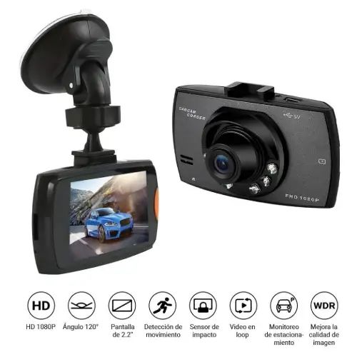 CÁMARA PARA AUTO DASH CAM USB FULL HD 2" 120° 300mAh 8.3x4.7cm - imagen 2
