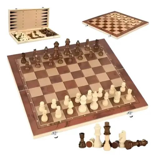 JUEGO DE MESA 3 EN 1 MADERA 29x29cm - imagen 2