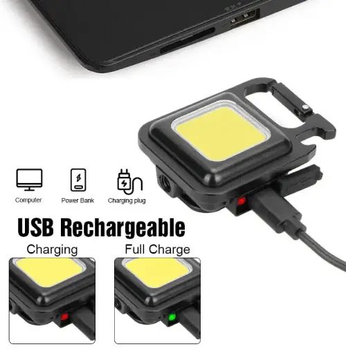 MINI LINTERNA DE CAMPING RECARGABLE USB c/DESTAPADOR Y GANCHO PARA COLGAR - imagen 2