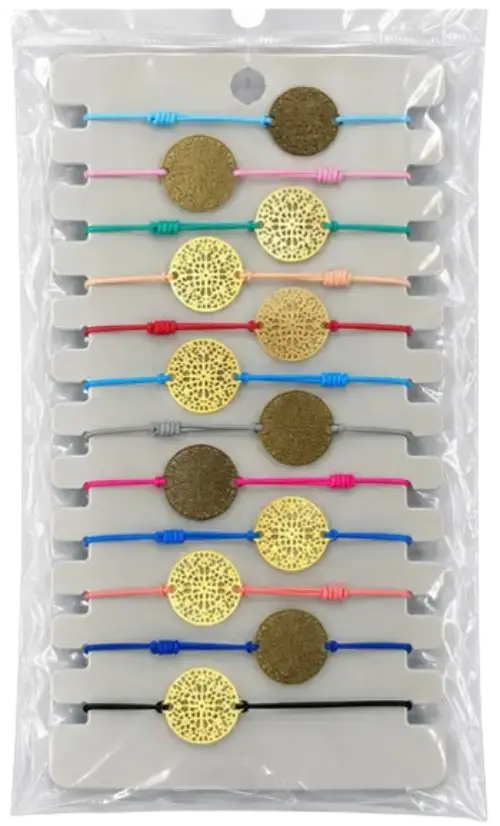 KIT/SET PULSERAS DISEÑO MEDALLA DE COLORES --- 12 UNIDADES - imagen 1