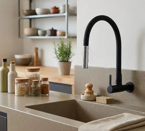 Grifo Unitario Pared Flexible Liso Negro - imagen 3